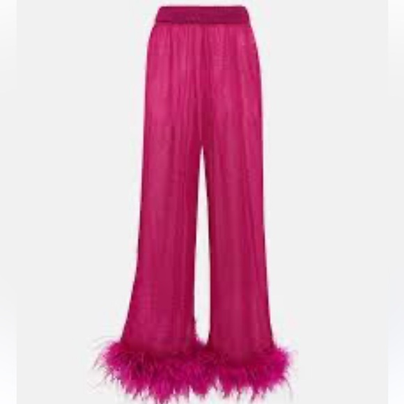 Other - Fushia medium satin faux fur pants